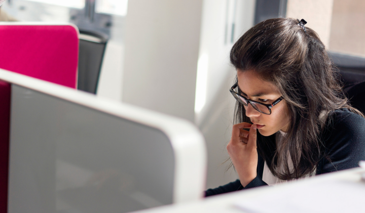 student working: data research