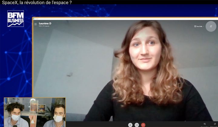 Laurène, promo 2019, invitée sur BFM TV, pour commenter le lancement de SpaceX