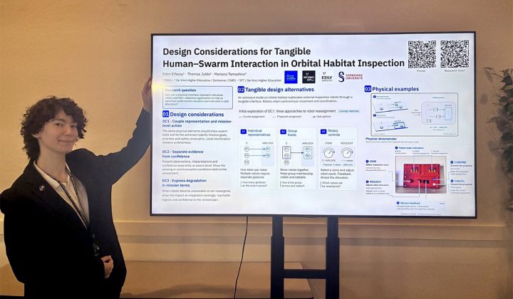 The poster, &ldquo;Design Considerations for Tangible Human&ndash;Swarm Interaction in Orbital Habitat Inspection,&rdquo;